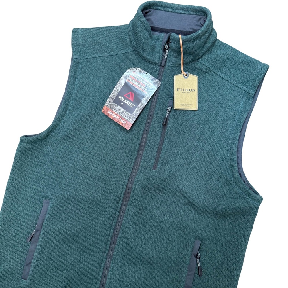 Filson Ridgeway Fleece Vest Mens Small Spruce Green Polartec Thermal 20052631